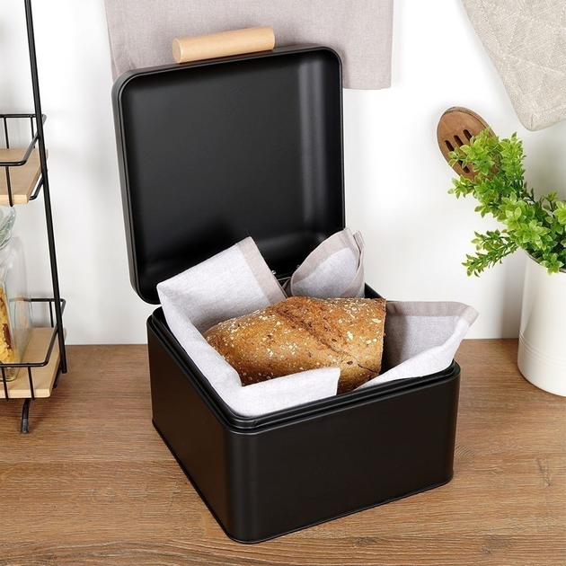 Chlebak Excellent Houseware metalowy Czarny (8720573535687) - obraz 6