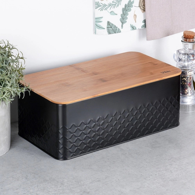 Хлібниця Vilde металева з дерев'яною дошкою Чорна (5904316472900) - зображення 8