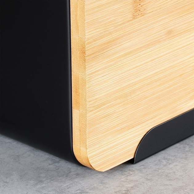 Хлібниця Vilde металева з бамбуковою дошкою Чорна (5904316472801) - зображення 7