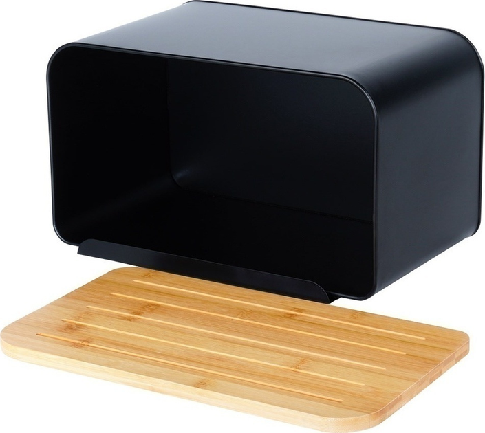 Хлібниця Vilde металева з бамбуковою дошкою Чорна (5904316472801) - зображення 4