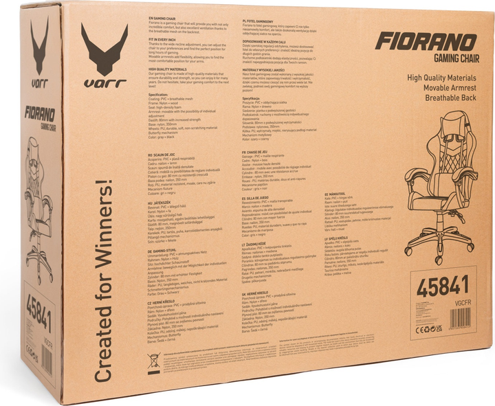 Fotel gamingowy VARR Fiorano Black-Grey (5907595458412) - obraz 11