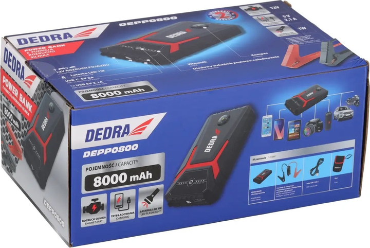 Пускозарядний пристрій Dedra DEPP0800 1200A 8000 mAh Black - зображення 7