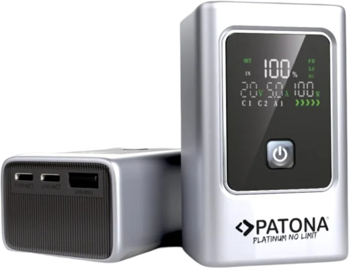 УМБ PATONA Platinum Powerbank Luxury One PD100 20000 mAh 100W Silver (4237) - зображення 2