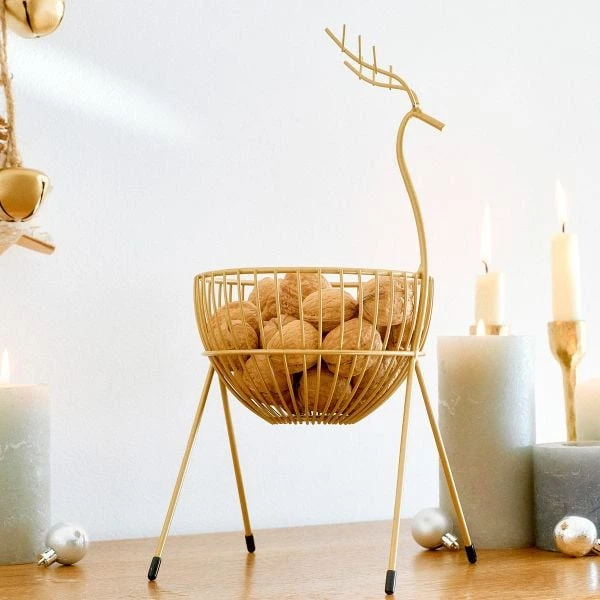 Koszyk na owoce Homla Let It Snow w kształcie renifera Złoty 37 x 17 cm (5906496716393) - obraz 4