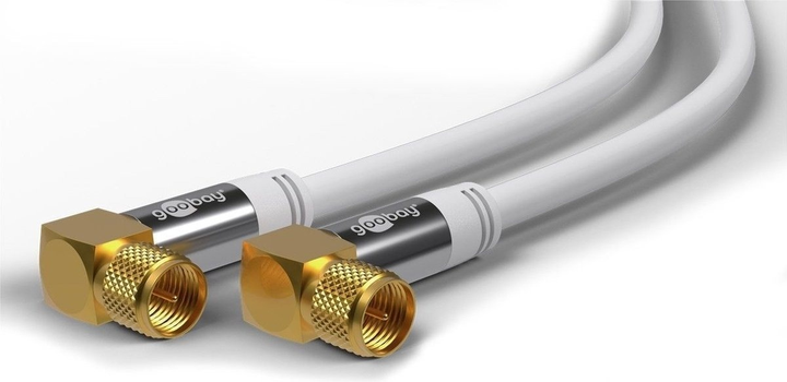 Коаксіальний антенний кабель Goobay кутовий штекер F/F SAT екранований 1 м Білий (4040849704819) - зображення 4
