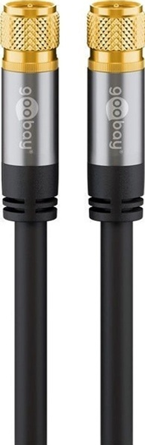 Коаксіальний антенний кабель Goobay F/F SAT екранований 1 м Чорний (4040849706615) - зображення 1