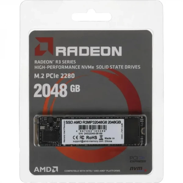 SSD накопичувач amd r3 2Tb pci-e 3.0 x4 m.2 2280 3d tlc (r3mp32048g8) - Фото 5 SSD накопичувач amd r3 2Tb pci-e 3.0 x4 m.2 2280 3d tlc (r3mp32048g8) - зображення 5