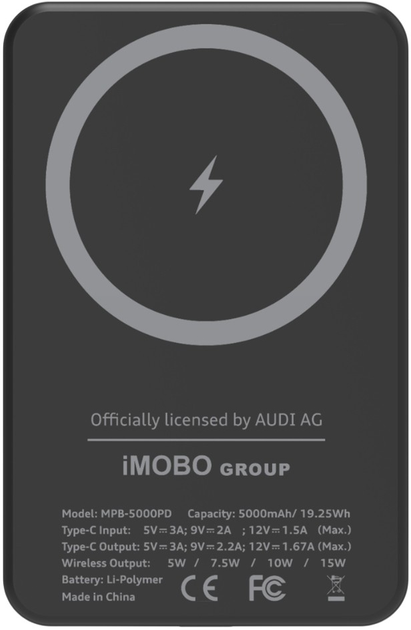 УМБ Audi Big Logo 5000 mAh 15W Space Gray (6955250226493) - зображення 2
