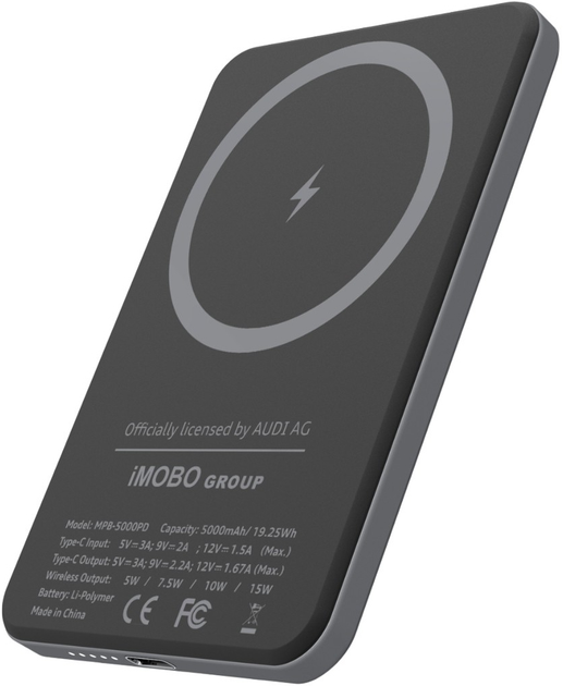 УМБ Audi Big Logo 5000 mAh 15W Space Gray (6955250226493) - зображення 4
