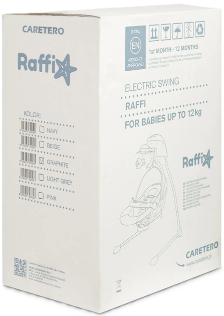Гойдалка електрична Caretero Raffi Графітова (5903076320575) - зображення 11