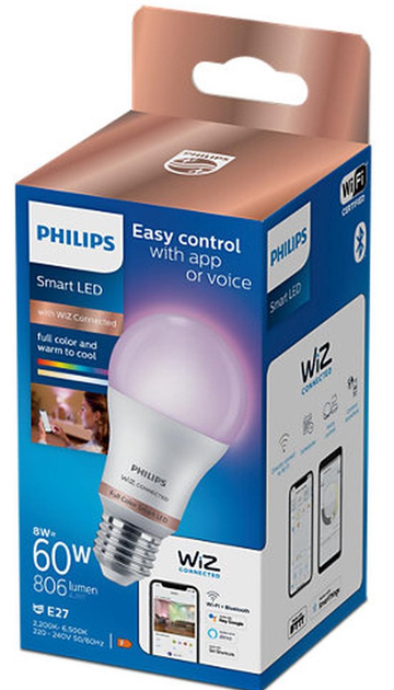 Розумна лампочка Philips Wiz A60 E27 8 W - зображення 2