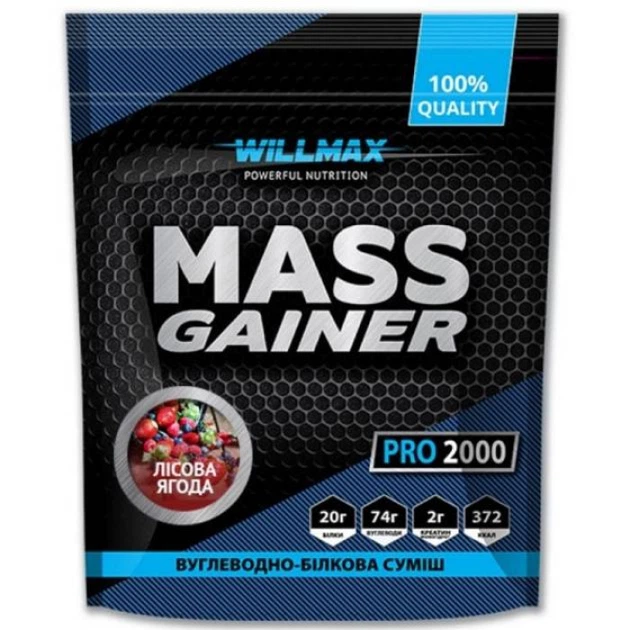 Гейнер Willmax Mass Gainer Pro 2000 г Лісова ягода (3567379) - Фото 1 Гейнер Willmax Mass Gainer Pro 2000 г Лісова ягода (3567379) - зображення 1