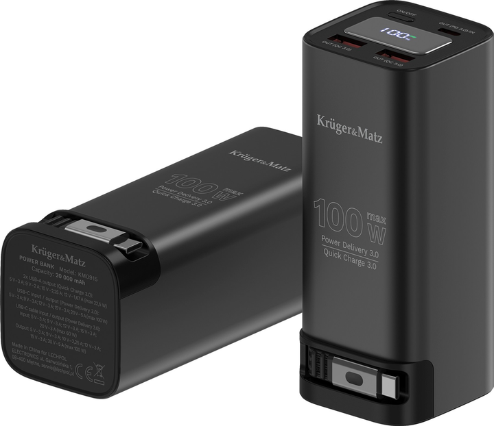 УМБ Kruger&Matz KM0915 20000 mAh 100W Black (5901890123822) - зображення 3