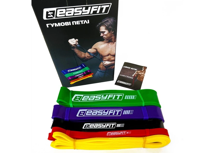 Резинка для підтягувань EasyFit 1-65 кг набір 5 шт еспандер петля для фітнесу (EF-1655s) - Фото 7 Резинка для підтягувань EasyFit 1-65 кг набір 5 шт еспандер петля для фітнесу (EF-1655s) - зображення 7