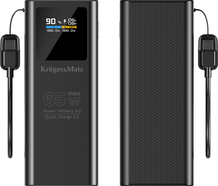 УМБ Kruger&Matz KM0914 20000 mAh 65W Black (5901890123808) - зображення 2