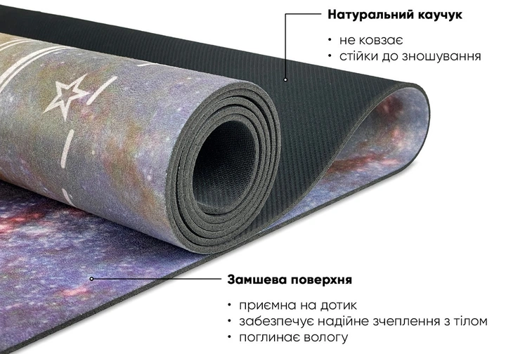 Килимок для йоги професійний 3мм EasyFit 183×61см каучук замша антиковзкий йога мат - зображення 7