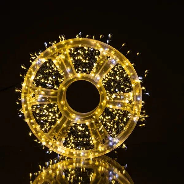 Гірлянда-нитка Роса Хвойна лапа 50 м 1500 LED, Світлодіодна новорічна гірлянда на гнучкому мідному дроті із зеленою оболонкою для ялинки, вікон, фотозон та святкового декору дому, Жовтий - изображение 5