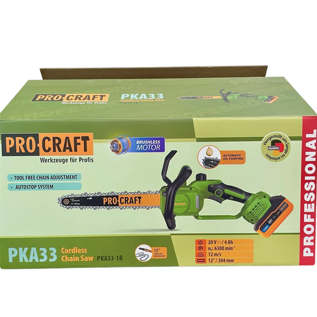 Пила цепная аккумуляторная Procraft PKA-33 - Фото 7 Пила цепная аккумуляторная Procraft PKA-33 - изображение 7