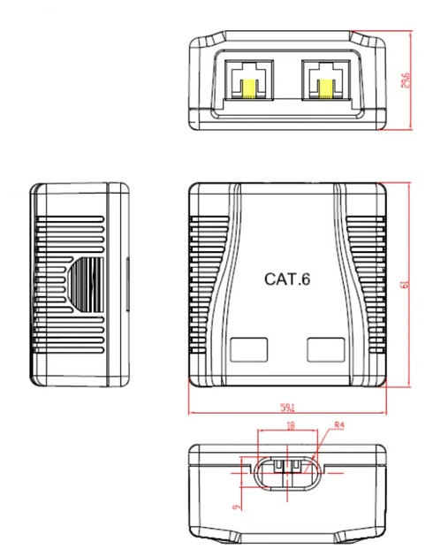 Монтажный бокс Cablexpert NCAC-2F6-01 – экранированный сетевой разъем RJ-45 Cat.6(DL_32800CB8B292) - изображение 3