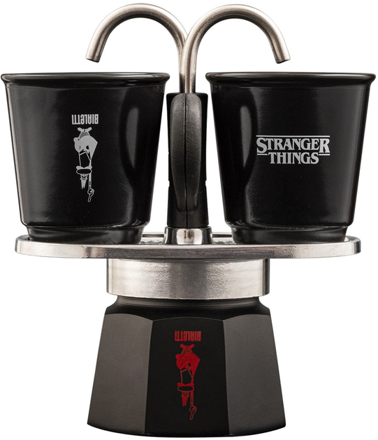 Гейзерна кавоварка Bialetti Mini Express Stranger Things 2tz + 2 чашки 90 мл термохромний принт (8006363095280) - зображення 1