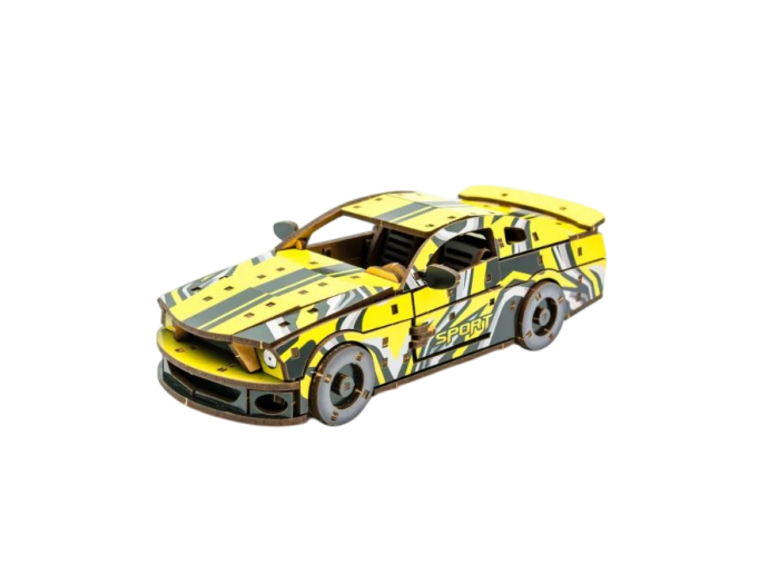 Деревянный 3D конструктор Muscle car GT, Puzzleоk (Puz-00638), 162 деталей (желтая) - Фото 2 Деревянный 3D конструктор Muscle car GT, Puzzleоk (Puz-00638), 162 деталей (желтая) - изображение 2