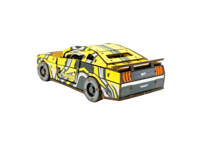 Деревянный 3D конструктор Muscle car GT, Puzzleоk (Puz-00638), 162 деталей (желтая) - Фото 4 Деревянный 3D конструктор Muscle car GT, Puzzleоk (Puz-00638), 162 деталей (желтая) - изображение 4