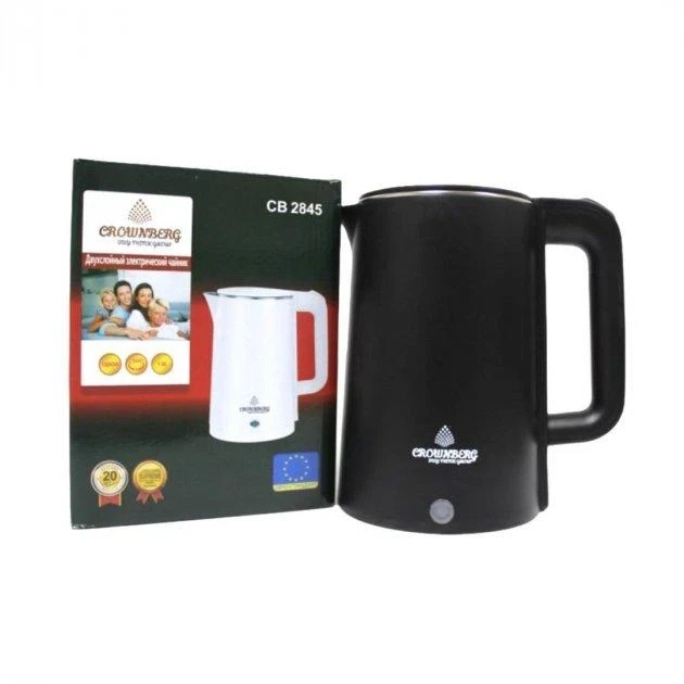 Электрочайник Crownberg CB 2845 Black Дисковый электрический чайник 1.8 л - изображение 2