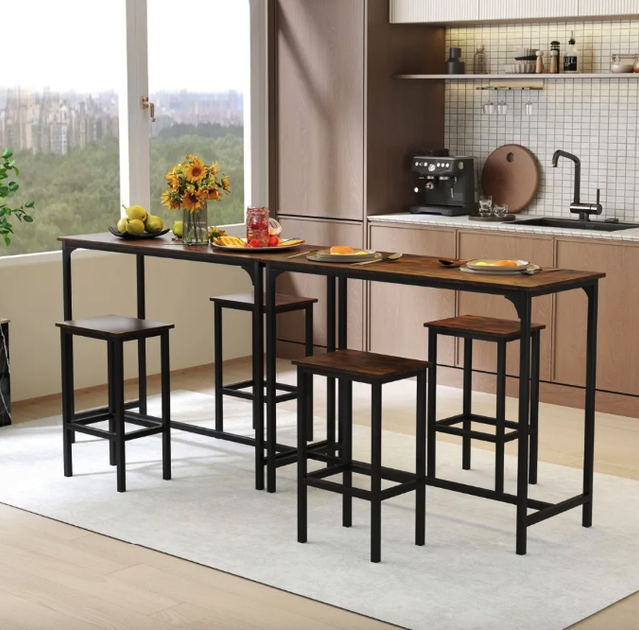 Барный стол и 2 барных стула Costway Hoobro в стиле Loft - Фото 9 Барный стол и 2 барных стула Costway Hoobro в стиле Loft - изображение 9