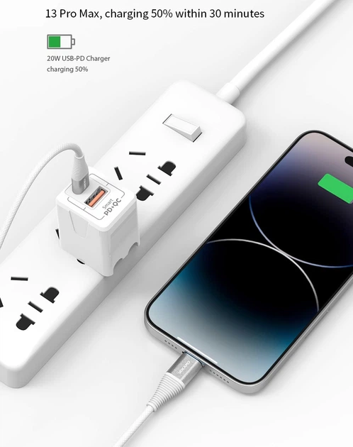 Кабель Type-C to Lightning 20Вт, 1.2м VOKAMO SC4 серия Luxlink - изображение 5