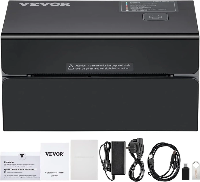Термопринтер этикеток VEVOR Y428BT Чёрный - Фото 9 Термопринтер этикеток VEVOR Y428BT Чёрный - изображение 9