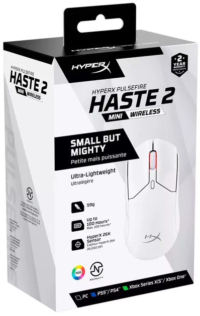 Миша HyperX Pulsefire Haste 2 Mini Wireless white (7D389AA) – фото