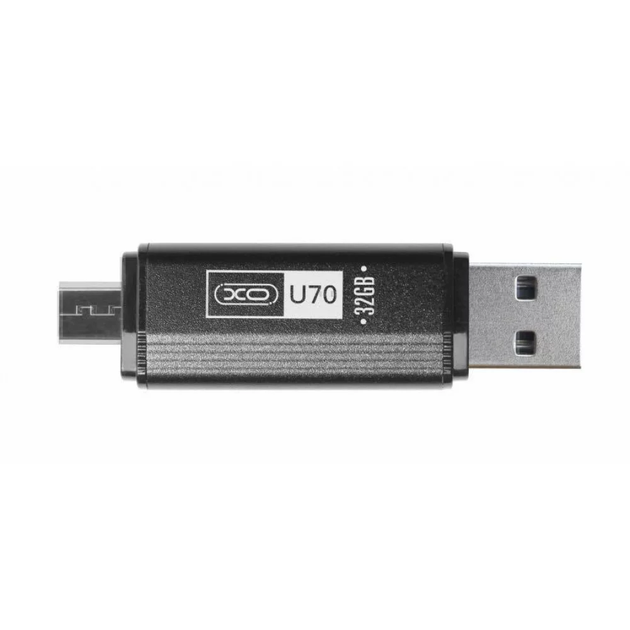 USB Флешка 2в1 16ГБ MicroUSB/USB 2.0 для телефона, компьютера OTG XO U70 16GB Черный - изображение 6