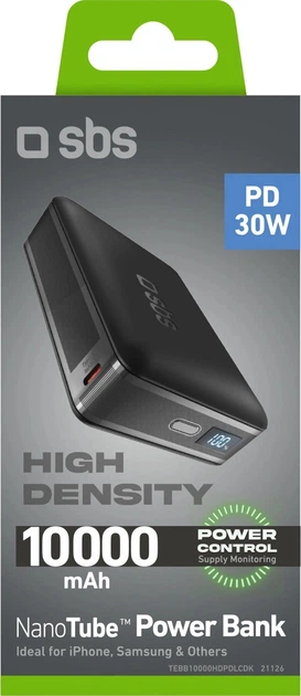 УМБ SBS NanoTube HD 10000 mAh 30W Black (8018417521126) - зображення 3