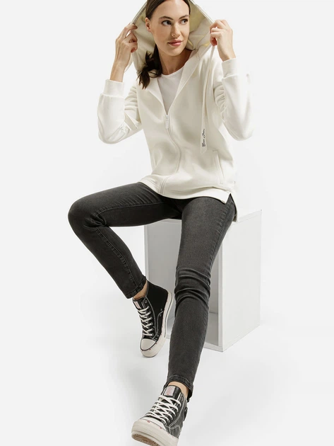 Bluza damska rozpinana streetwear z kapturem długa Cross Jeans 65471-028 M Biała (8697319811995) - obraz 3