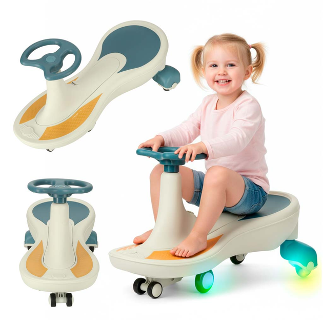 Jeździk grawitacyjny Swing Fix S4 LED Świecące koła + Muzyka 76 cm Niebiesko-biały Max 100 kg (5903039744035) - obraz 5