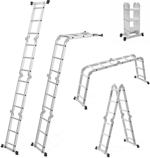 Drabina aluminiowa wielofunkcyjna ModernHome by Multistore 4 x 3 przegubowa składana WK4210-3D (5905817009237) - obraz 2