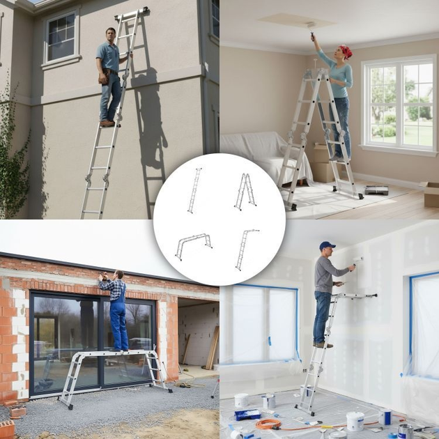 Drabina aluminiowa wielofunkcyjna ModernHome by Multistore 4 x 3 przegubowa składana WK4210-3D (5905817009237) - obraz 7