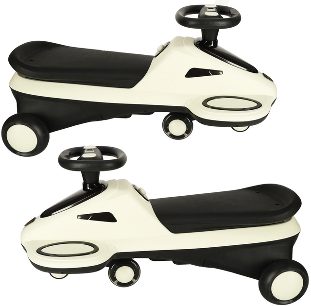 Jeździk grawitacyjny Swing Fix z muzyką i świecącymi kołami LED 74 cm Beżowo-czarny Max 100 kg (5903039744004) - obraz 3