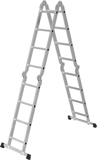 Drabina aluminiowa wielofunkcyjna ModernHome by Multistore 4 x 4 przegubowa składana WK4210-4B (5905817009244) - obraz 1