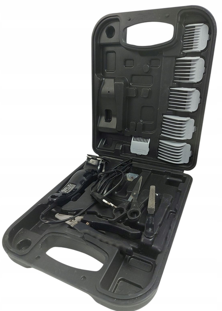 Trymer dla zwierząt Activ Pet 6 nasadek Grzebien Kliper Szczotka Nozyczki Pilnik PT-2274 Czarny (5901619993743) - obraz 3