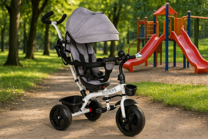 Rowerek trójkołowy EcoToys z obracanym siedziskiem 360° JM-322 Szary (5903769974238) - obraz 9