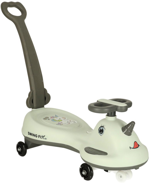 Jeździk grawitacyjny Swing Fix S1 LED Skuter z rączką Szary Max 65 kg (5903039765924) - obraz 1