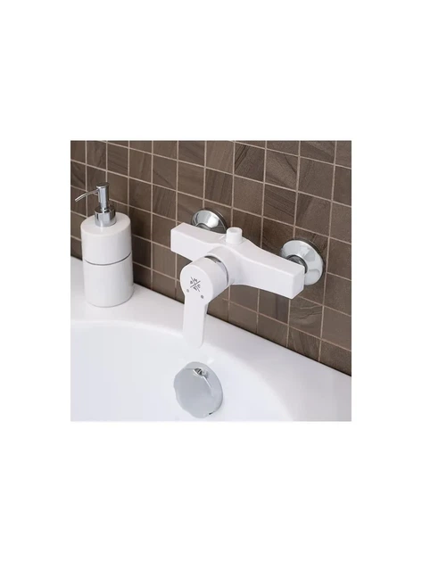 Смеситель для душа (душкабины) PLAMIX MARIO-003 SET WHITE (со шлангом, лейкой и кронштейном) (MX1894) - изображение 2