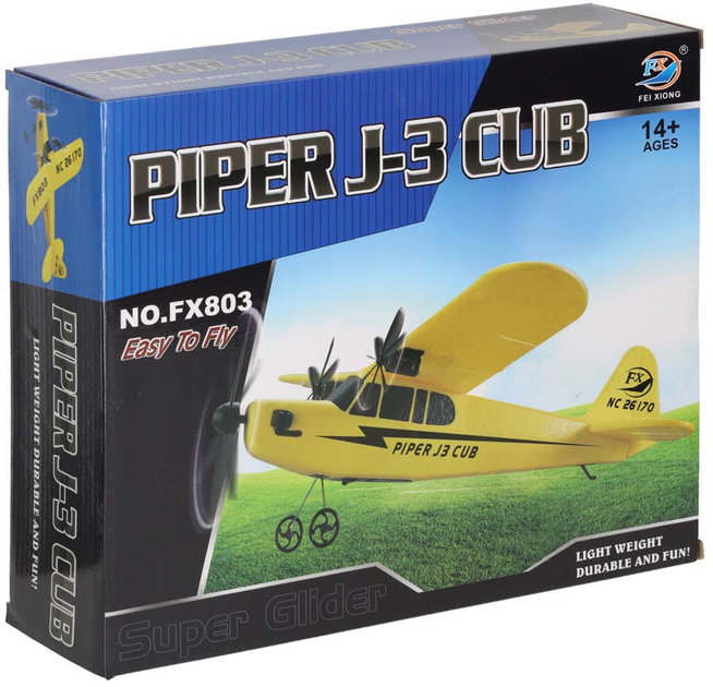Літак радіокерований KIK Piper J-3Cub FX803 Жовтий (5903039743182) - зображення 1