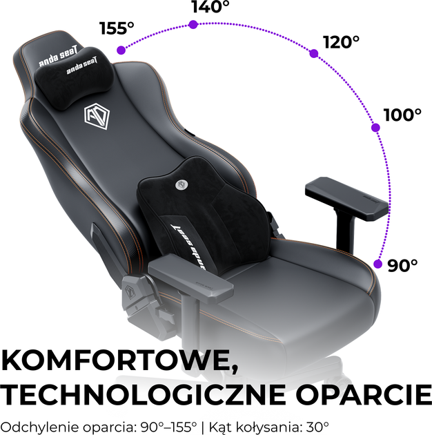 Fotel gamingowy Anda Seat Novis Plus XL Gray Fabric (AD23YC-XL-01-G-F-G04) - obraz 13