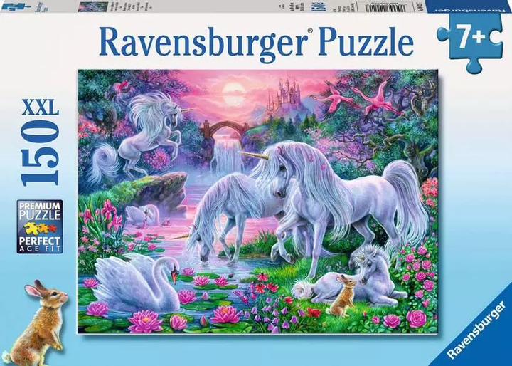 Puzzle Ravensburger Jednorożce o zachodzie słońca 150 elementów 10021 (4005556100217) - obraz 1