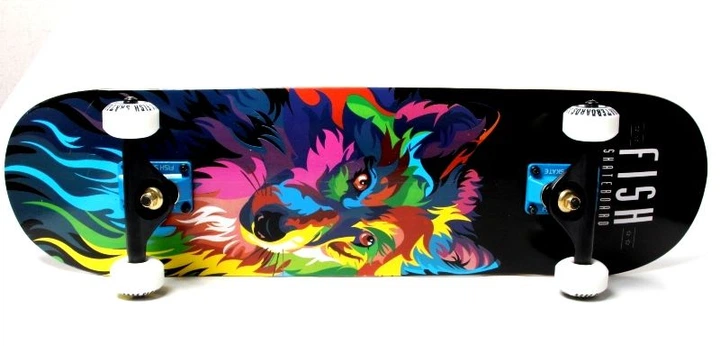 Дерев'яний СкейтБорд Fish Skateboard wolf з малюнком, з посиленою підвіскою - зображення 2