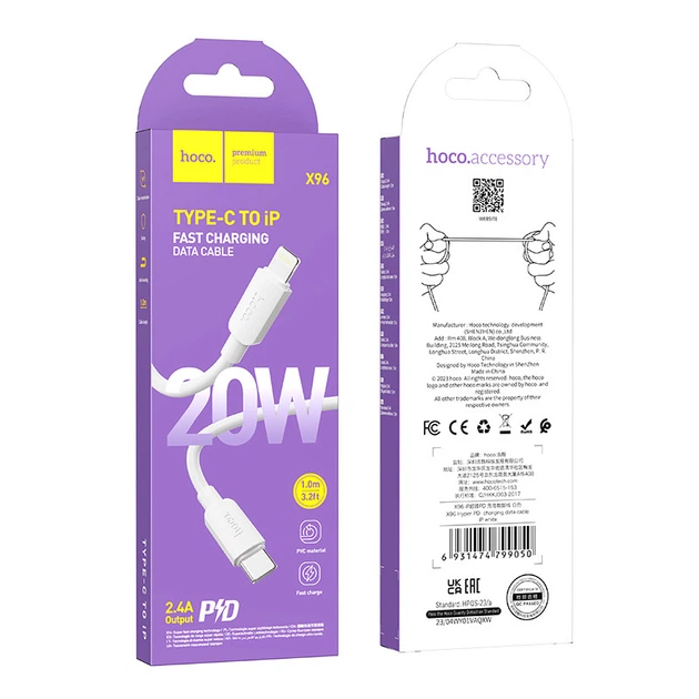 Кабель Hoco X96 Hyper PD charging data cable iP Білий - зображення 2