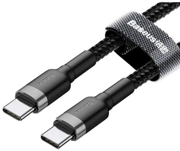 Кабель Baseus Cafule Cable Type-C For Type-C PD2.0 60W flash charging data line (20V 3A) 2m Сірий+Чорний - Фото 2 Кабель Baseus Cafule Cable Type-C For Type-C PD2.0 60W flash charging data line (20V 3A) 2m Сірий+Чорний - изображение 2