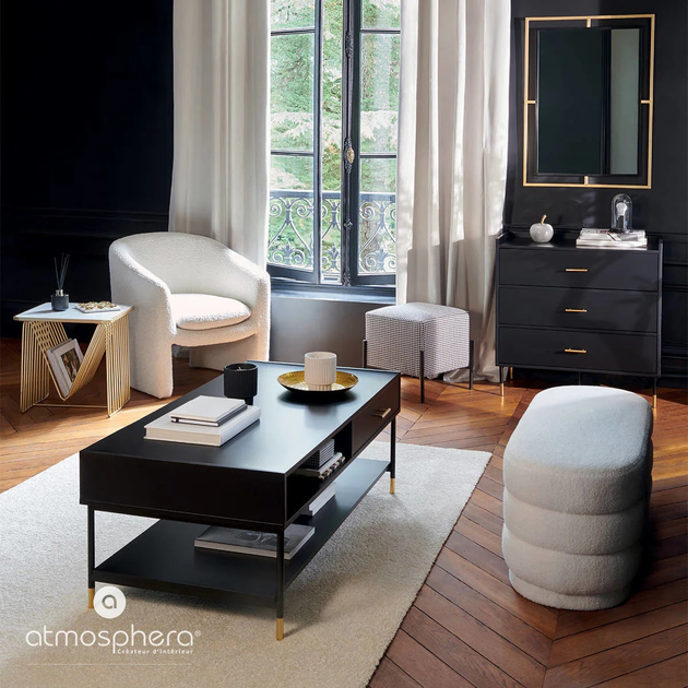 Пуф для вітальні Atmosphera Sinan з ефектом букле Білий (3560231642754) - зображення 4